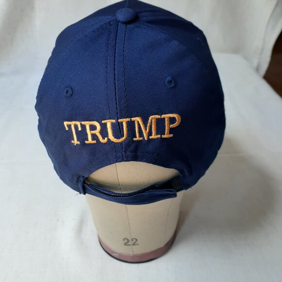 New MAGA - 45-47 - Flag - Trump - Blue with Gold Baseball Cap - Adjustable Fit - Picture 5 of 10